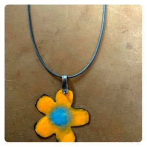 Metal Art Yellow/Blue Necklace